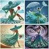 (4er Pack) Schöner Rock Mädchen - Speziell geformtes Diamond Painting - 30*30cm