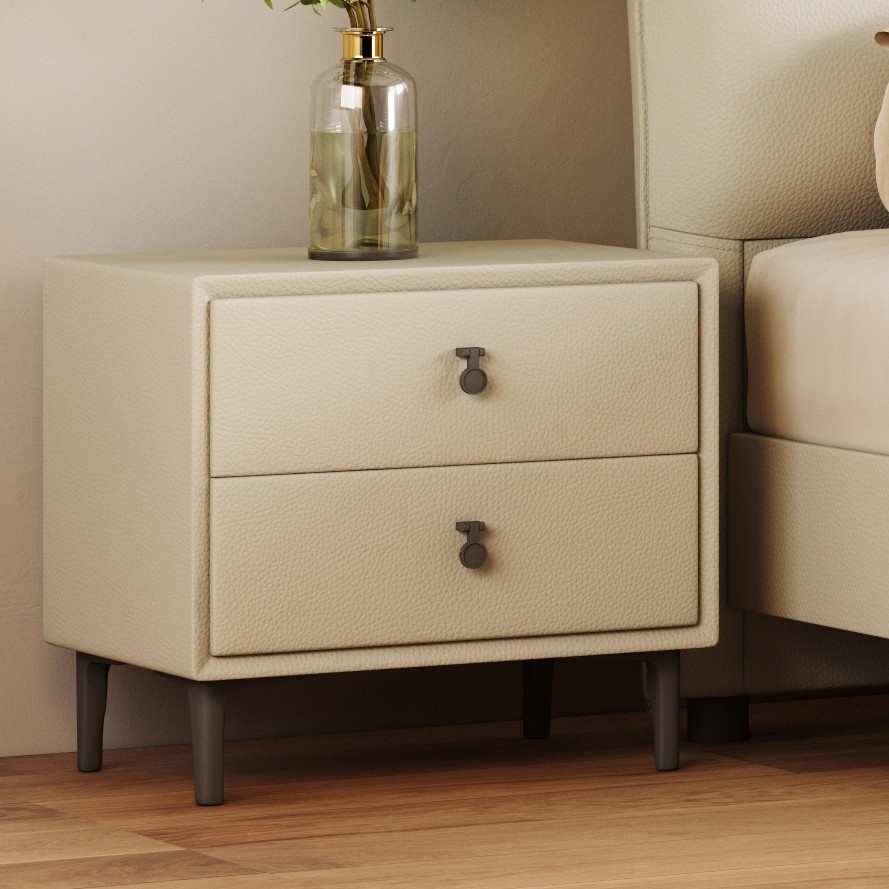 MZ Two-Drawer Bedside Table — Room setting