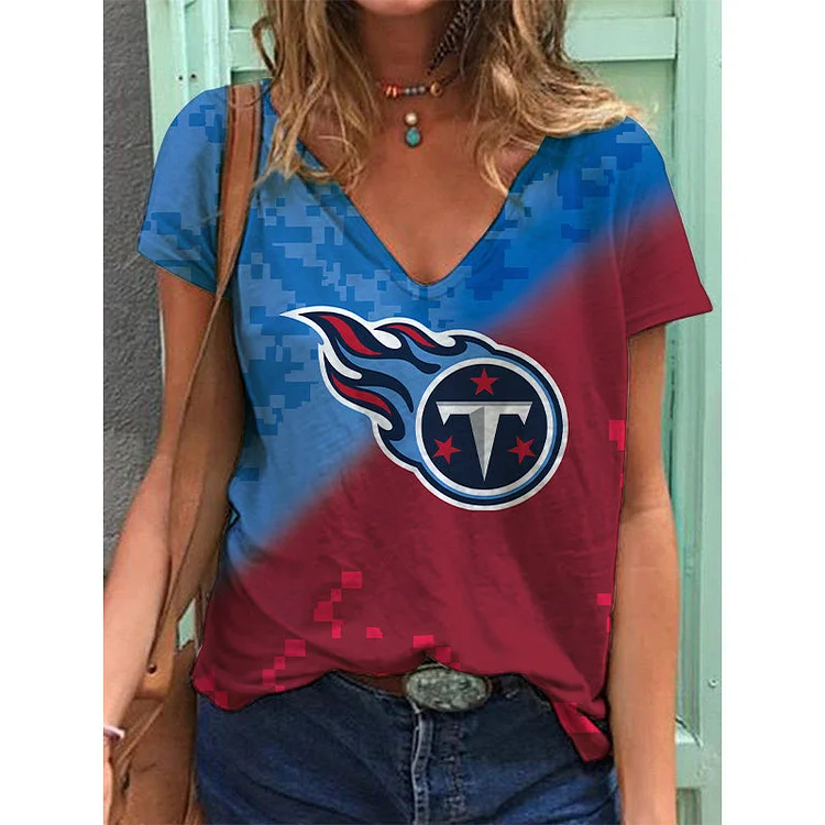 Tennessee Titans  Lightweight Short Sleeve V-Neck T-Shirt