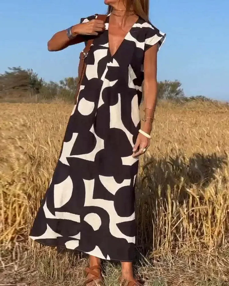 Elegant V-neck Loose Waist Dress