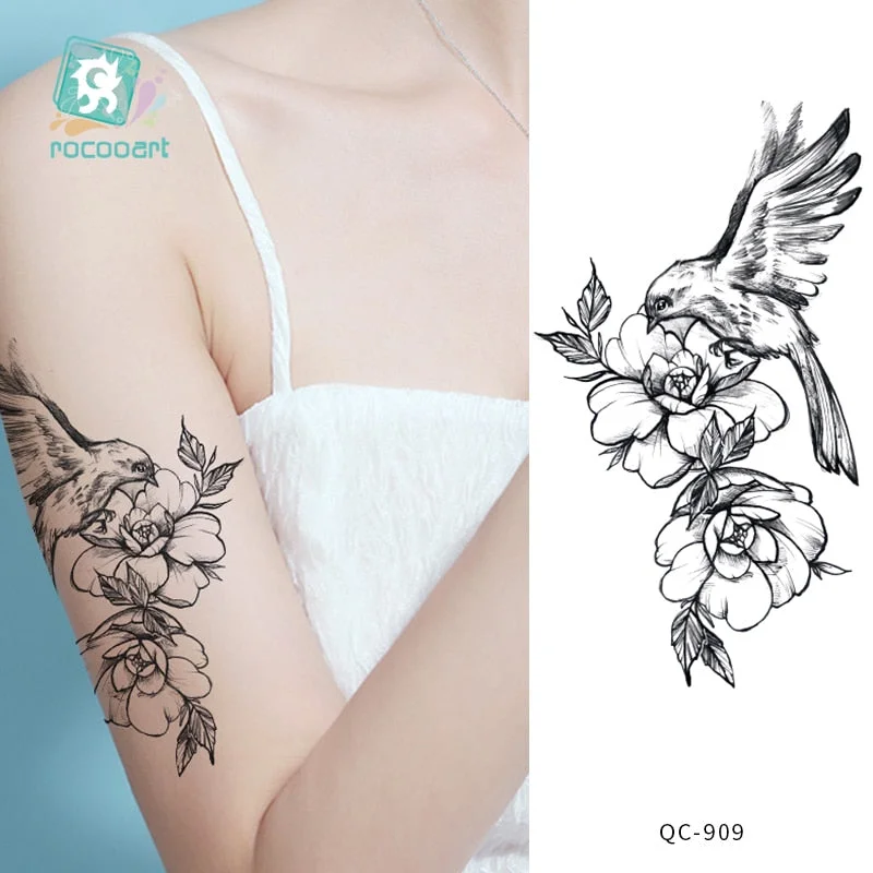 Rocooart 1pcs Hot Red lotus flower Water Transfer Tattoo Stickers Back Waist Women Art Temporary Tattoo Girl Sexy Flash Tatoos