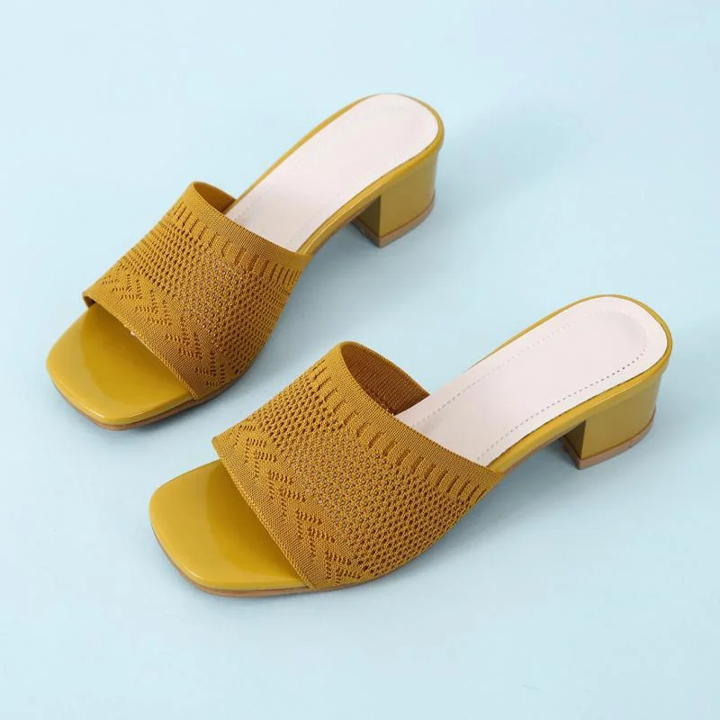 New Women Summer Slides Open Toe High Heels Casual Slipper Fashion Rhinestones Female Beach Flip Flops Large Size 35-41 Ytmtloy