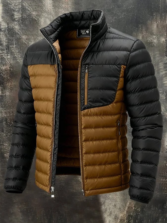Herren Retro Warme Outdoor-Jacke mit Rei&szlig;verschluss, Baumwollmantel 