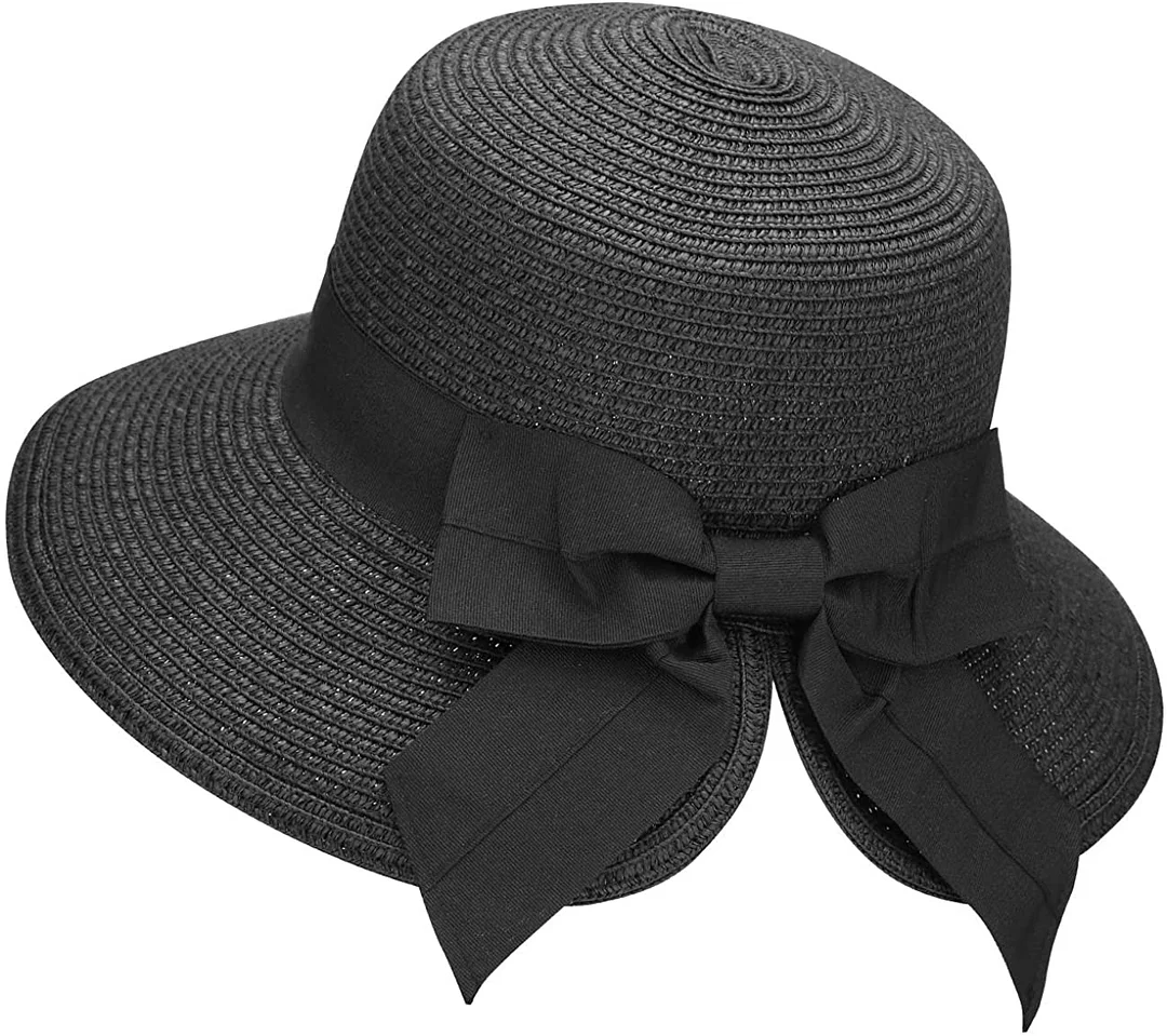 Women's Lightweight Foldable/Packable Beach Sun Hat w/Decorative Bow