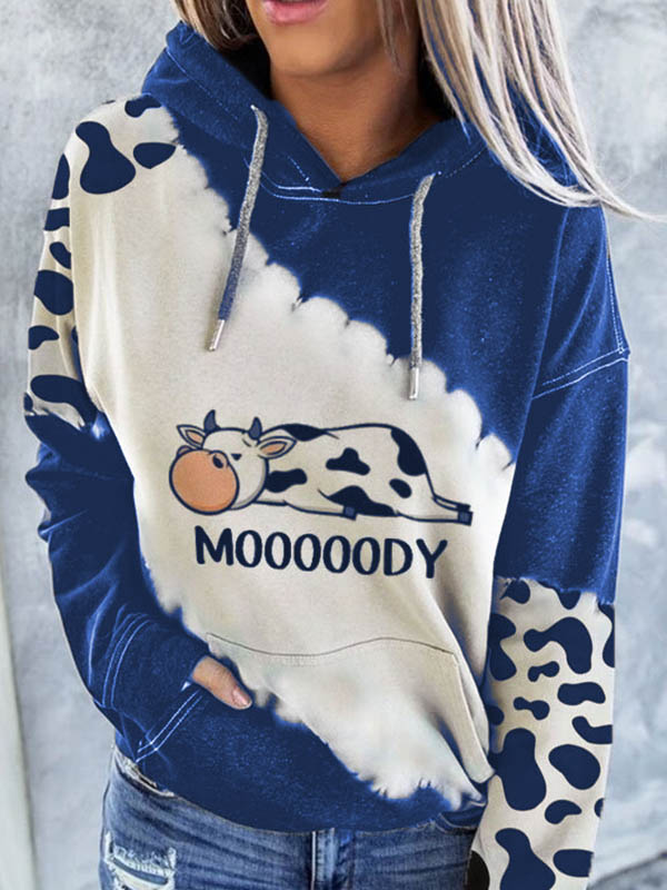 Cute Cow With Spot Printed Hoodie wearshes
