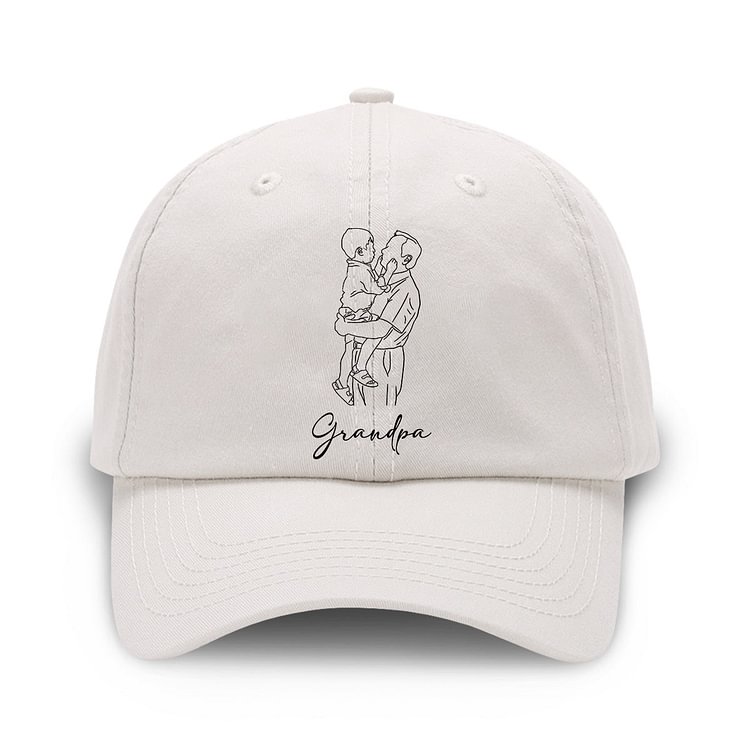 Custom Photo - Personalized Grandpa Embroidered Classic Cap For Father's Day Gift
