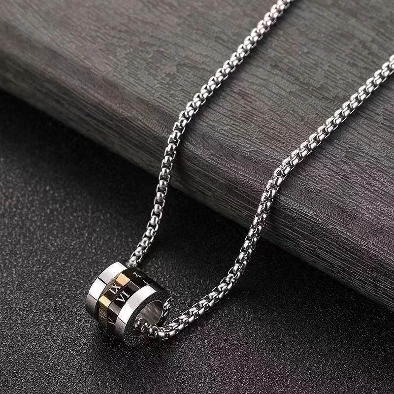 Unisex 23 Inch Titanium Steel Versatile Roman Numeral Necklace