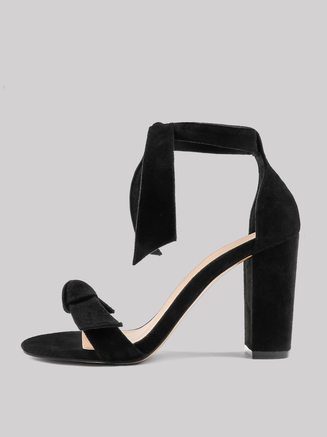90mm Women's Bowknot Ankle Strap Pumps Block Heel Dress Party Suede Sandals Summer Shoes