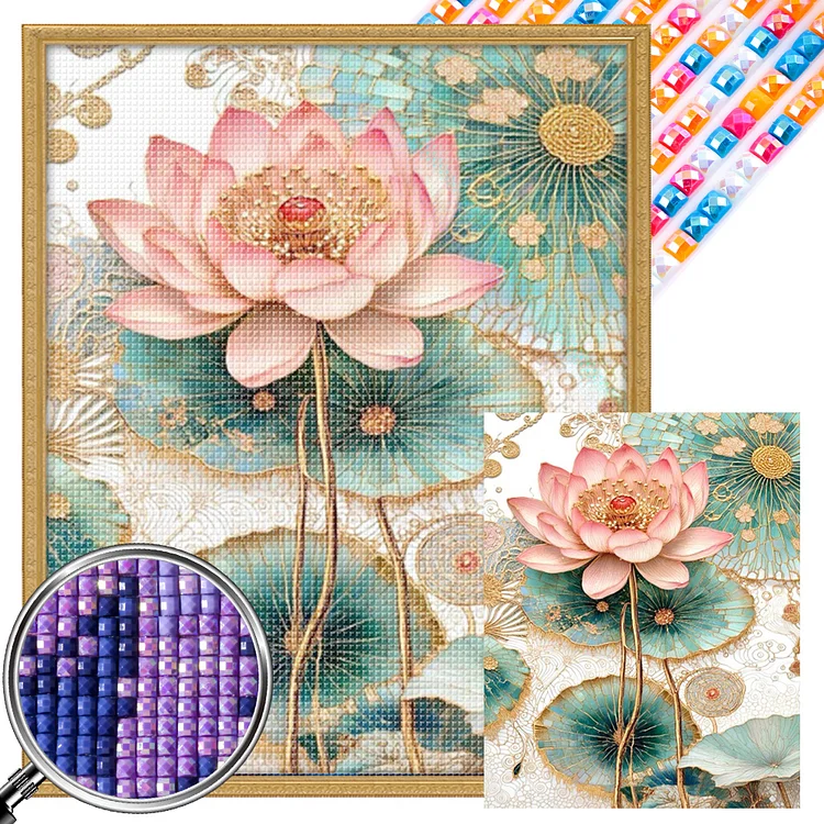 Partial AB Drill - Lotus - Full Square Drill Diamond Painting - 40*50CM(Picture)