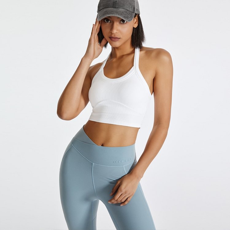 Halter Plain High Waist Yoga Crop Top