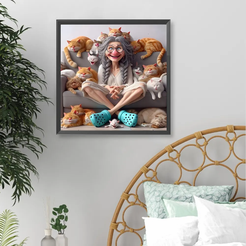 Diamond Painting - Full Round Drill - Cute Granny(Canvas|40*40cm)