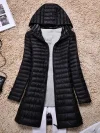 Women's plus size curvy down jacket pocket plain casual everyday long sleeve hoodie