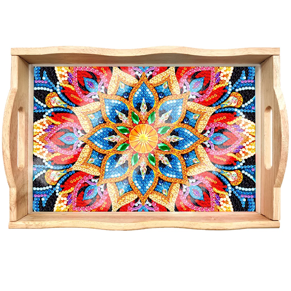 Diamond Painting Nesting Food Trays with Handle Coffee Table Tray (Flower)  15.99