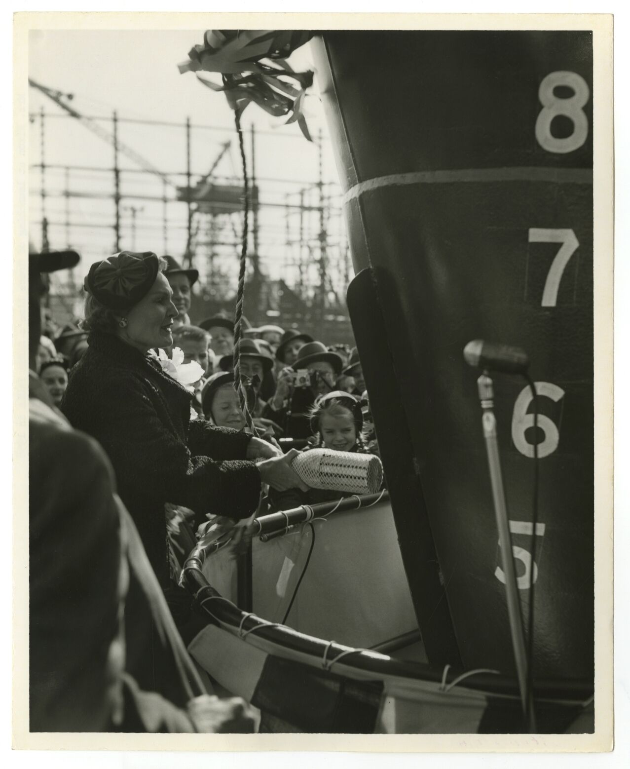 Classic Shipbuilding - Vintage 8x10 Photo Poster paintinggraph - Pat Nixon - SS Santa Paula