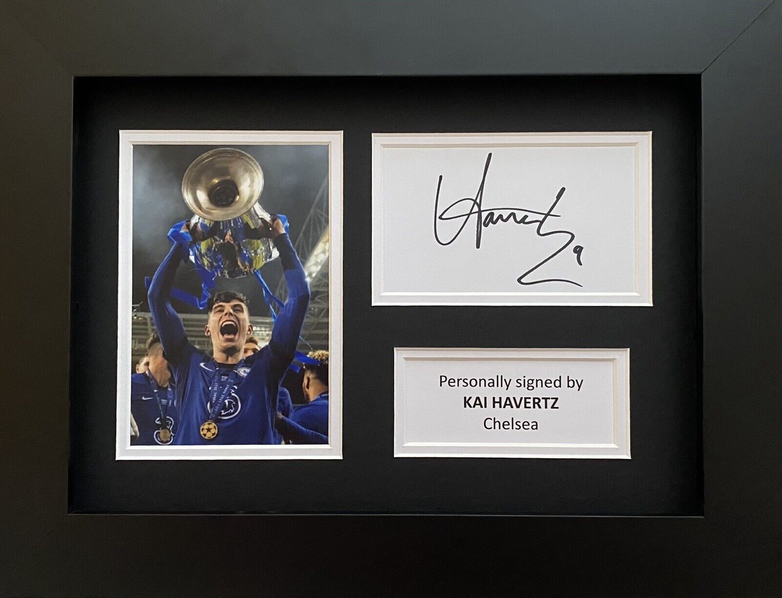 Kai Havertz Hand Signed White Card In A4 Chelsea Frame Display, Porto, UCL