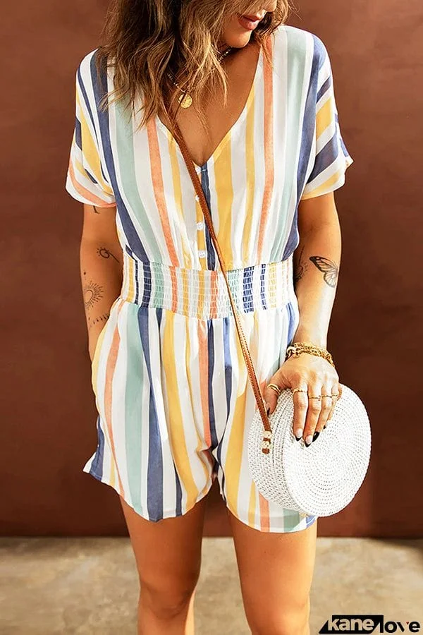 Love for A Lifetime Striped Button Romper