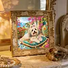 Seaside Maltese Special Shaped 5D DIY Partial Drill Diamond Painting Kits for Adults Beginners Home Decor Diamond Dots Paintings Diamond Art Kit 11.81 x11.81inch