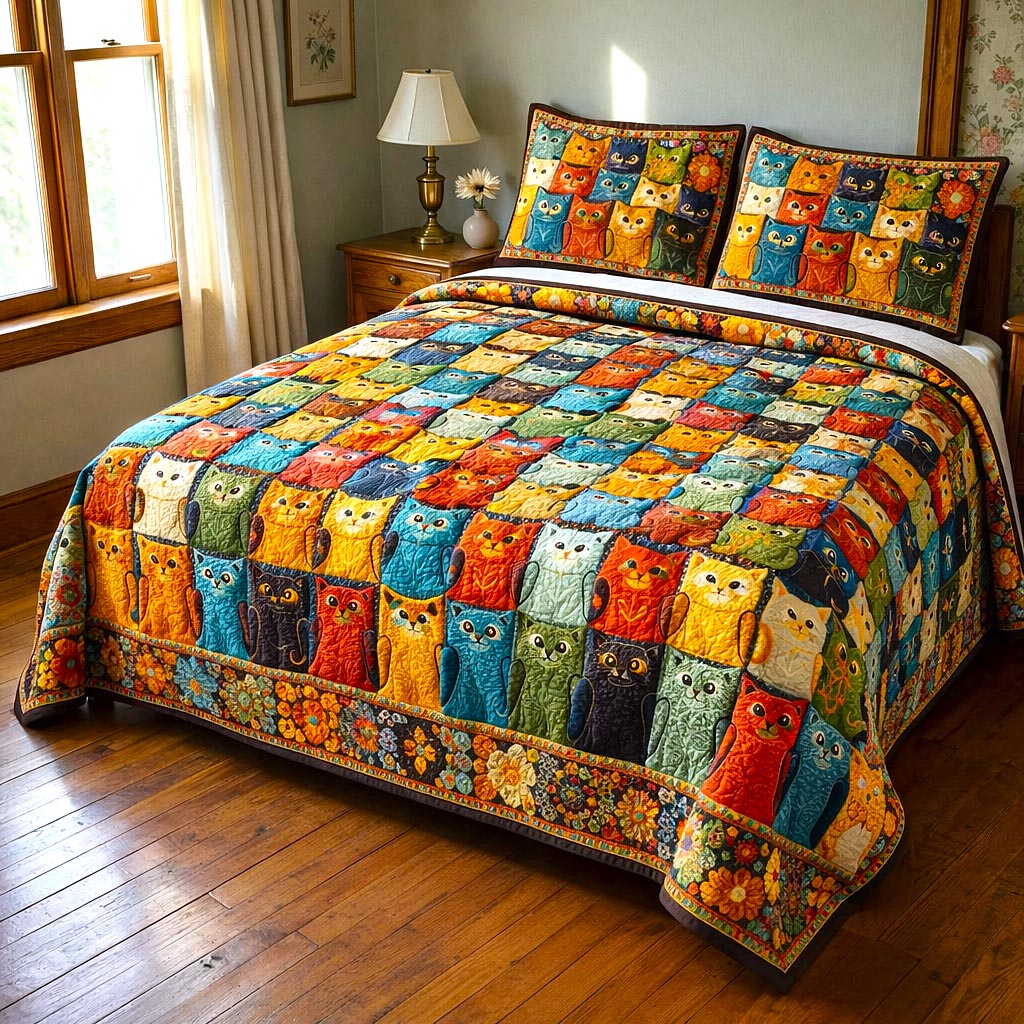 Whisker Charm 3-Piece Quilted Bedding Set GFTOMA10224