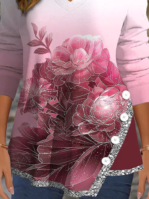 Women Half Sleeve V-neck Solid Color Dress