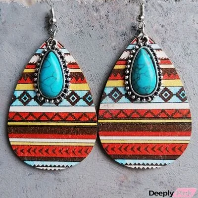 Artificial Turquoise Geometric Teardrop Earrings