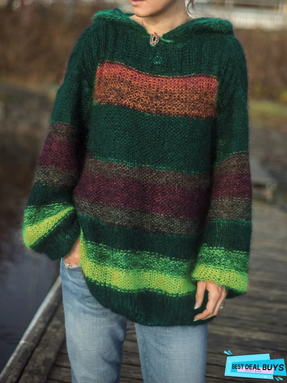 Hoodie Casual Color-Block Sweater