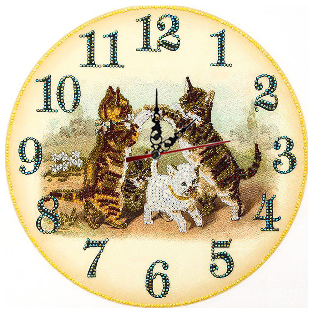 Cat Clock Mosaic Part Special Shape Diamond DIY Painting Kit Gifts (DZ652) gbfke