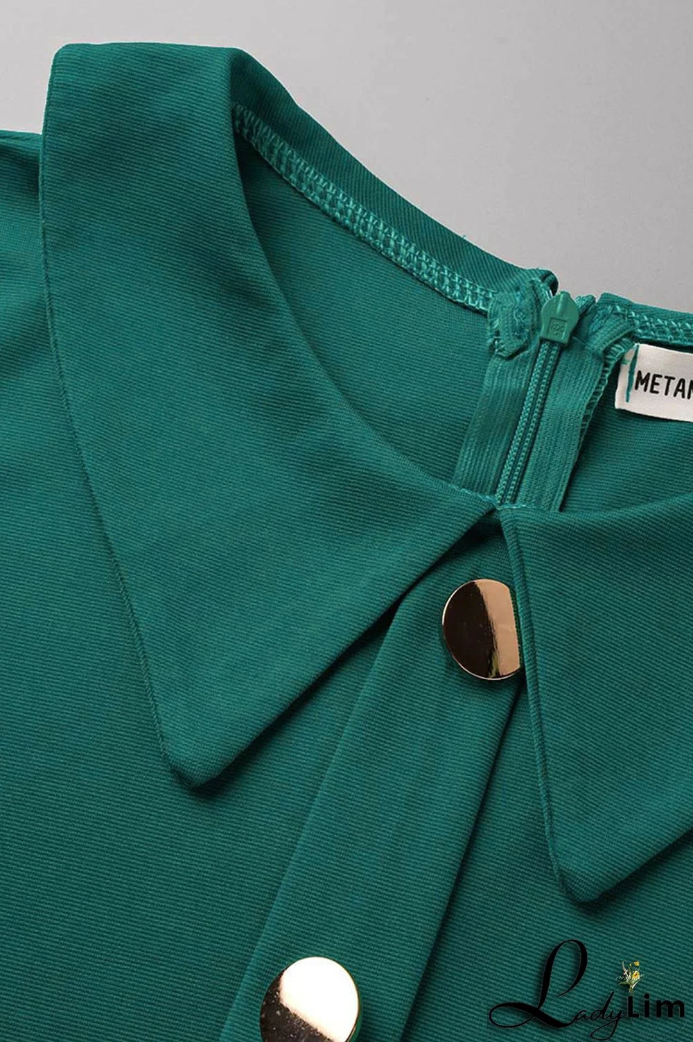 Green Casual Daily Solid Split Joint Buckle Turndown Collar One Step Skirt Dresses