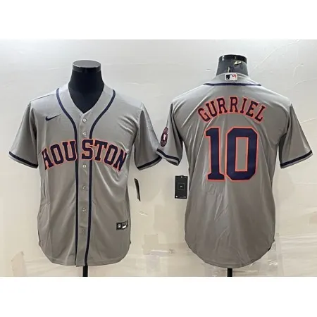 Men's Houston Astros #10 Yuli Gurriel Gray With Patch Cool Base Stitched Jersey 99GO