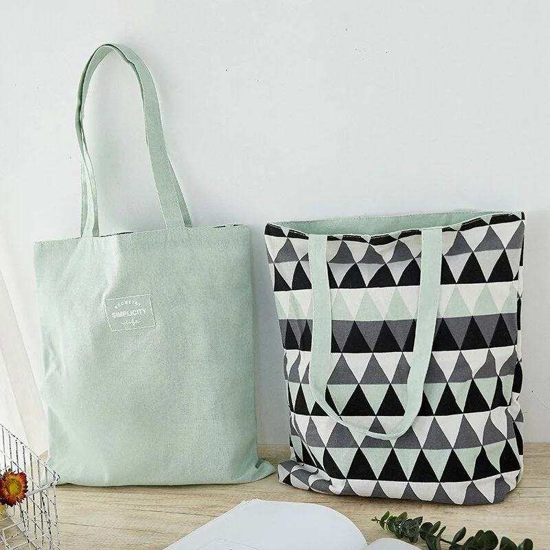 Muyogrt Women Canvas Shopping Bag Fruit Print Female Cotton Cloth Shoulder Bag Eco Handbag Tote Double Side Grocery Shopper Bags