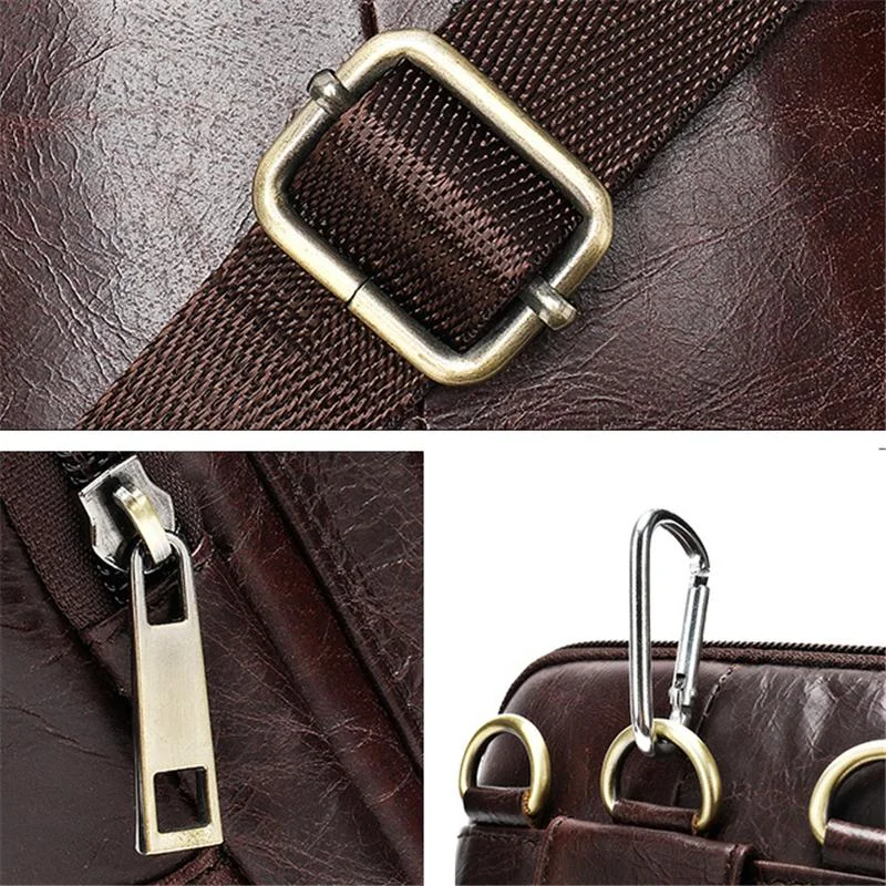 Leather Casual Solid Color Retro Crossbody Bag Shoulder Bag For Men