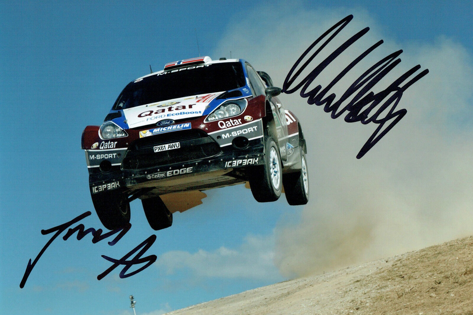 Mads OSTBERG & Jonas ANDERSSON WRC SIGNED AUTOGRAPH 12x8 Action Photo Poster painting AFTAL COA