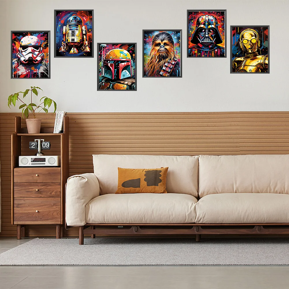 6pcs Diamond Painting - Full Round Drill - Star Wars(Canvas|30*40cm)