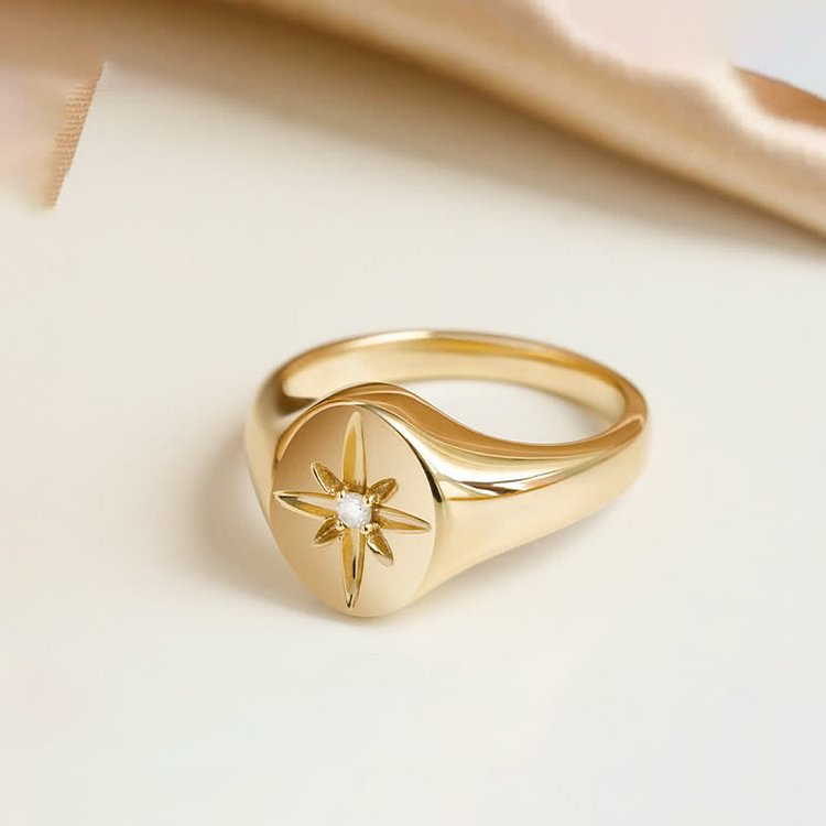 Olivenorma Moonstone Gold Shining Star Ring