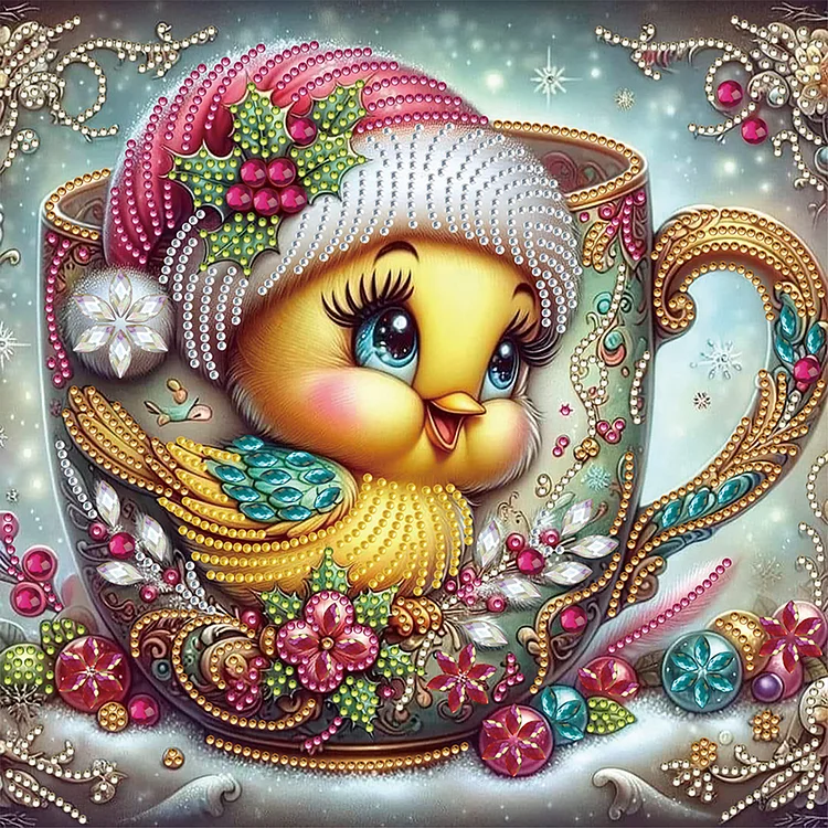 Christmas Little Yellow Duck 30*30cm (Canvas) Special Shaped Drill Diamond Painting gbfke