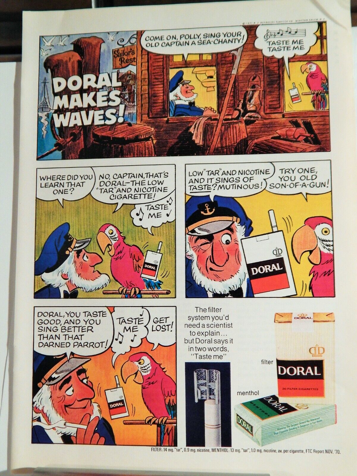 DORAL FILTER CIGARETTES 1971 VINTAGE Photo Poster painting AD, RARE SOUGHT EPHEMERA