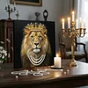 DIY Pearl Painting Crown Lion for Home Wall Decor with Frame(25x25cm)