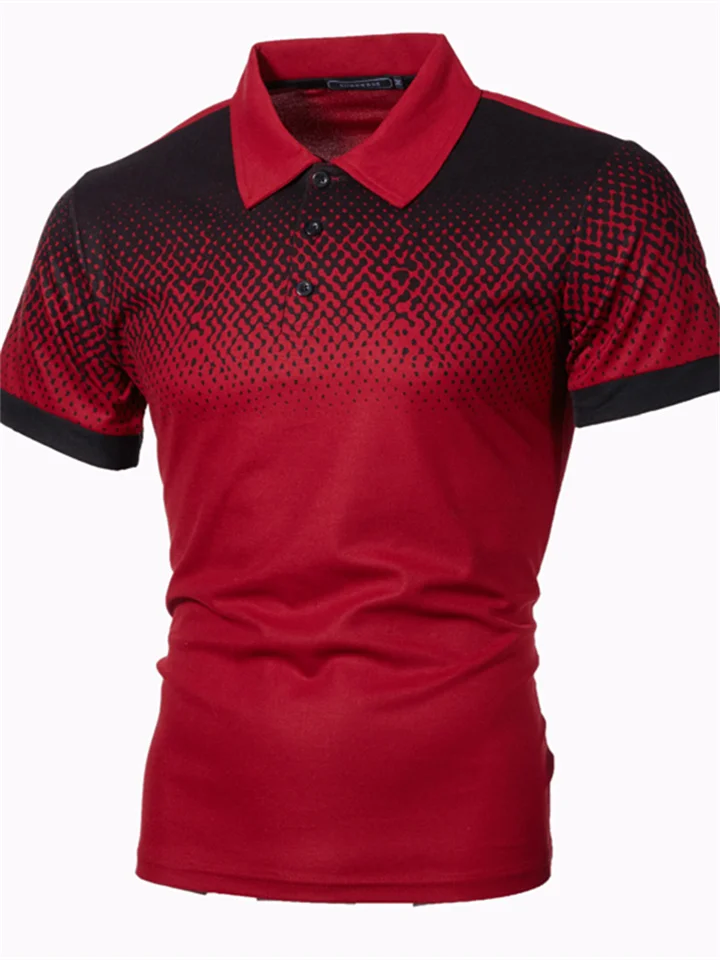 Men's Collar Polo Shirt Golf Shirt Argyle Turndown Orange 3D Print Street Daily Short Sleeve 3D Button-Down Clothing Apparel Fashion Casual Comfortable / Beach-Cosfine