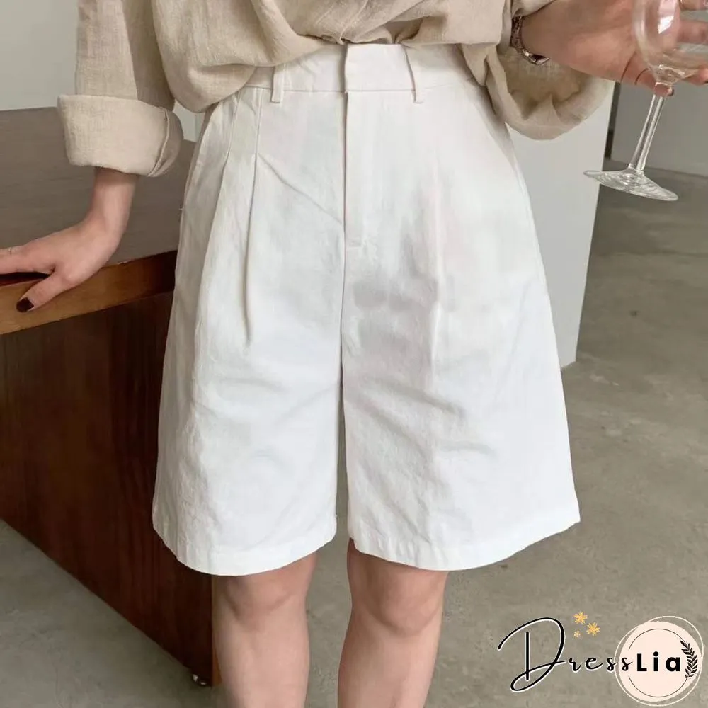 Toppies White Linen Shorts Wide Leg Summer Shorts Woman High Waist Shorts Streetwear