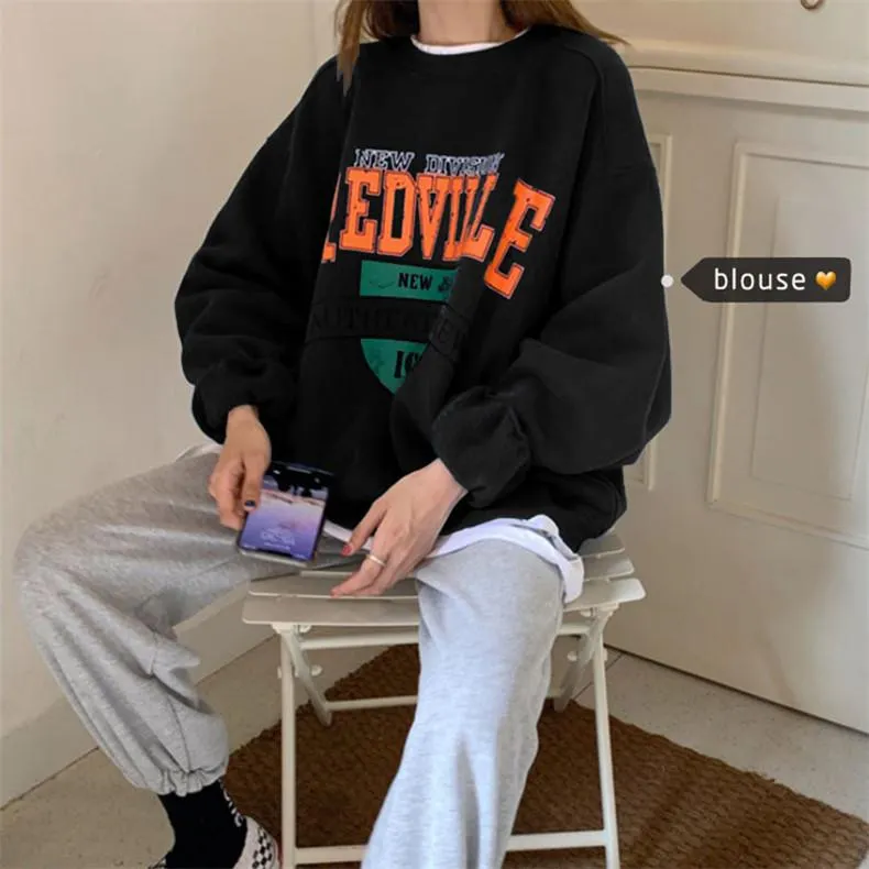 Plus Velvet Casual Warm Pullover Sweatshirts Female Clothing Women Long Sleeve Sweetshirt