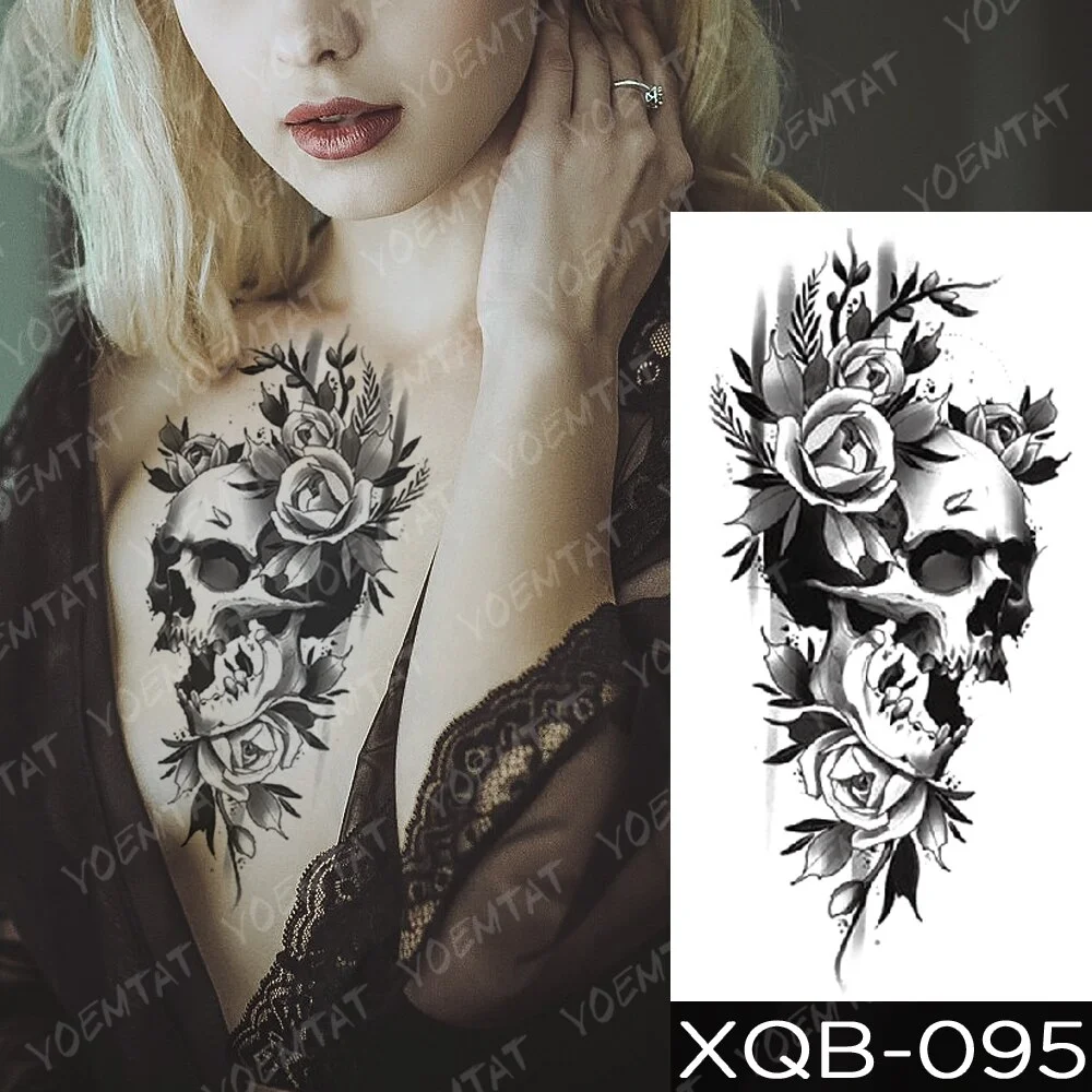 sdrawing Temporary Tattoo Sticker Geometric Tiger Wolf Death Flash Tattoos Leopard Totem Body Art Arm Fake Tatoo Women Men