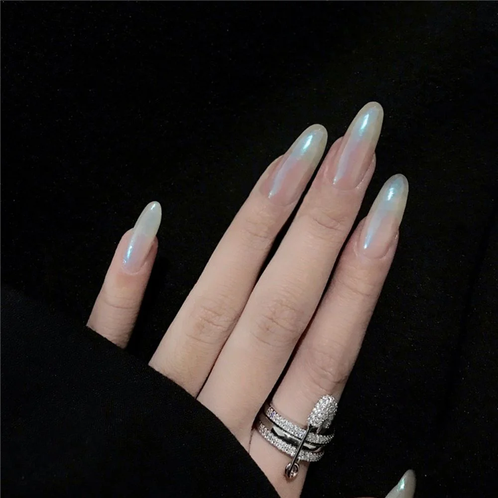 24Pcs Shiny Glitter Detachable False Nails Long Ballerina Pink Wearable Fake Nails Full Cover False Nail Tips with glue design-Nail Inspo