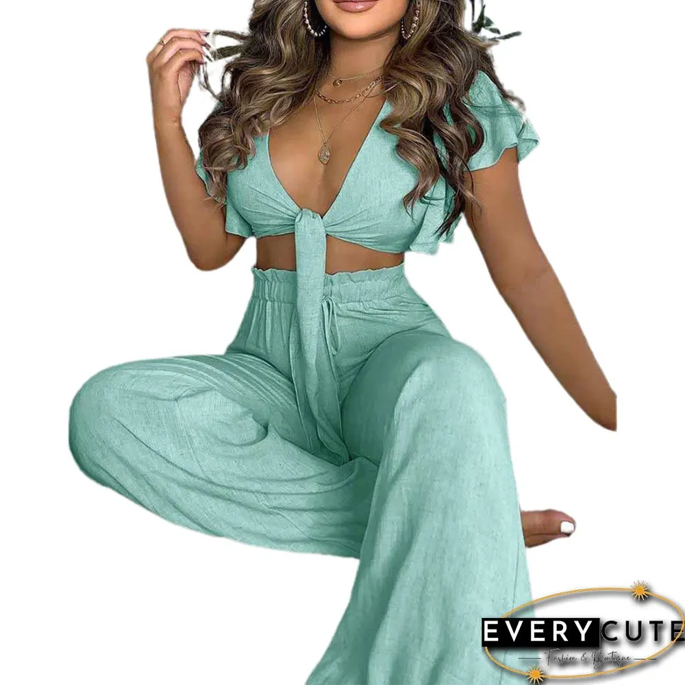 Women Outfit Sets Tanks Tops Bras and Pants Suit Vibrant Color Cotton Blend piece boho