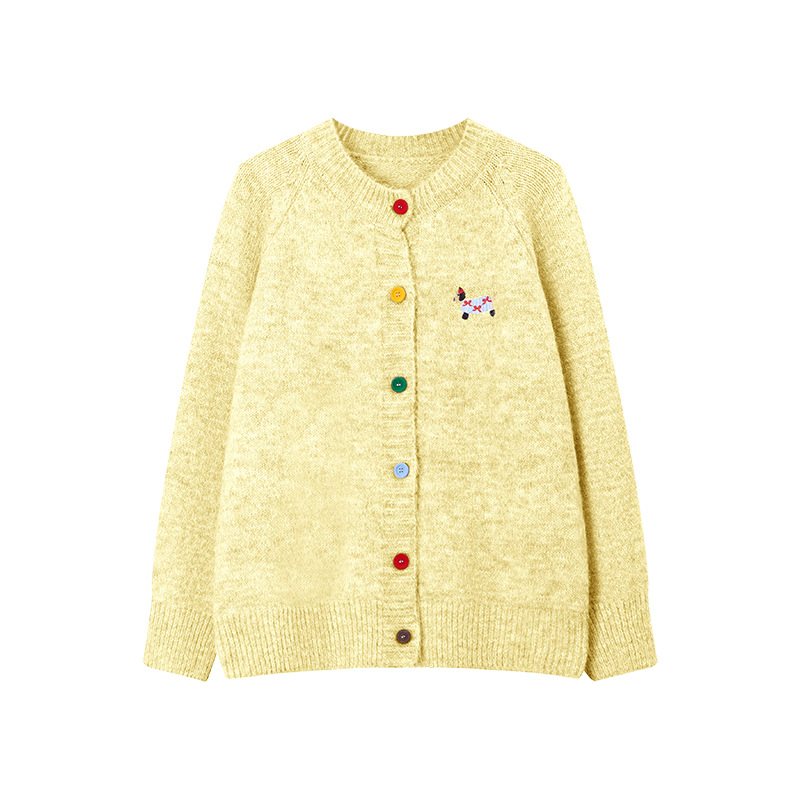 Luckwaveonline stylish dresses women 2025 Winter Soft Sweater Coat Cute Puppy Embroidery Round Neck Knit Cardigan Sweet Versatile Girl's Knitwear