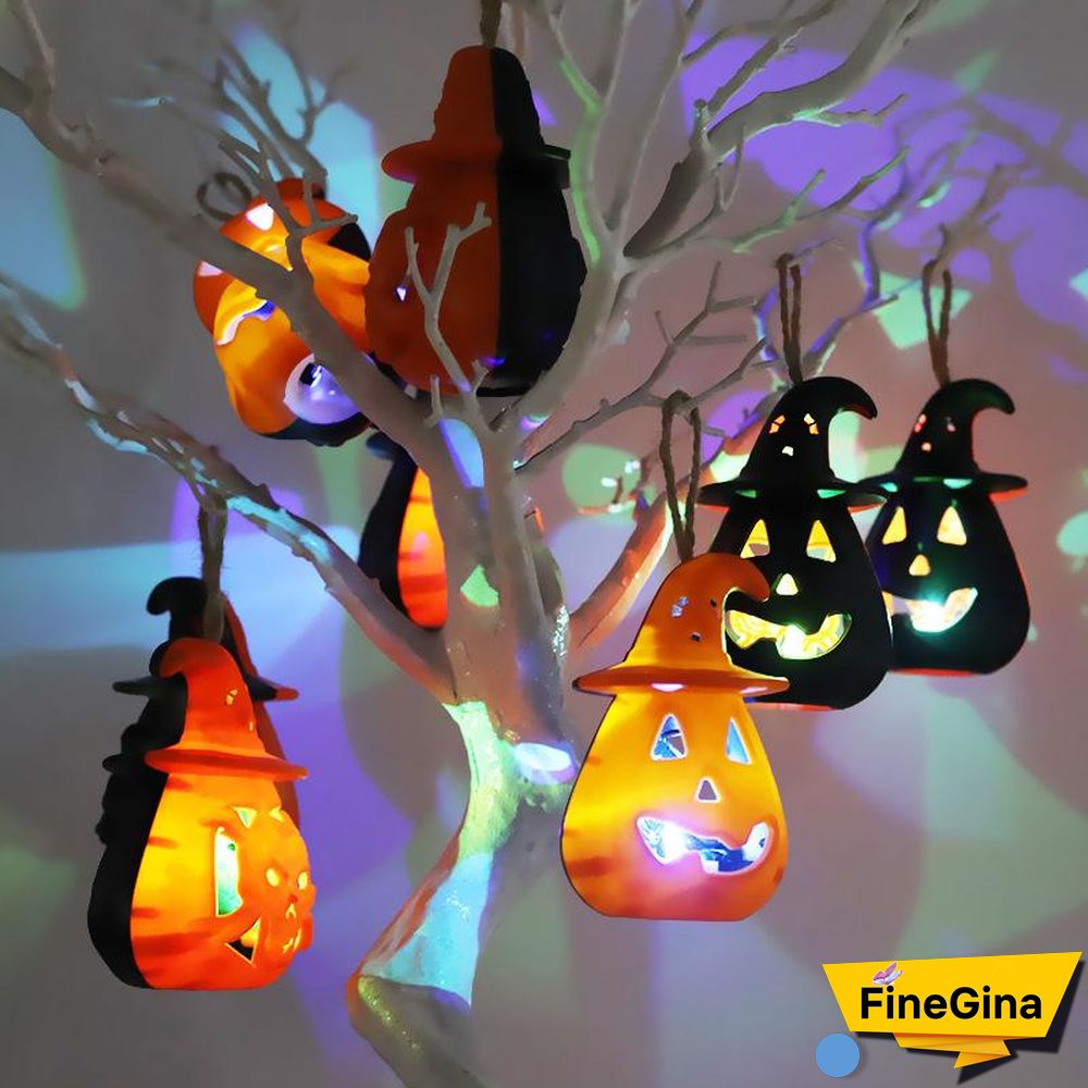 Skeleton Designed Halloween Gradient Color Pumpkin Lights