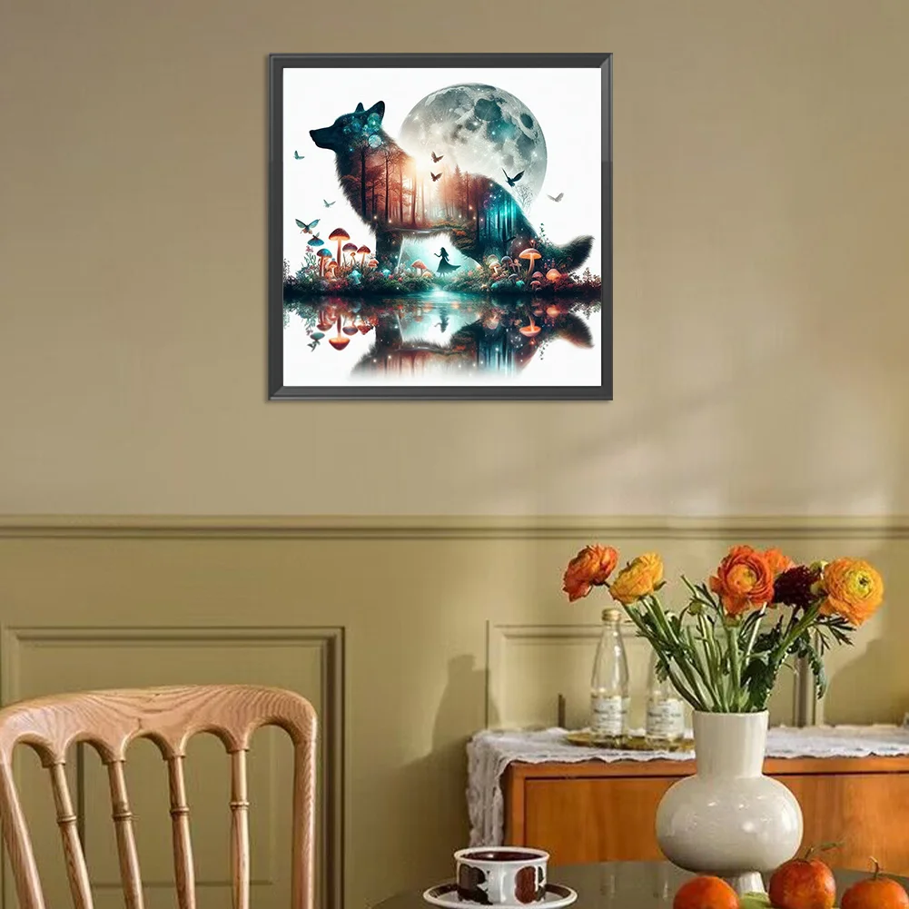 Diamond Painting - Full Square Drill - Wolf Silhouettes(Canvas|45*45cm)