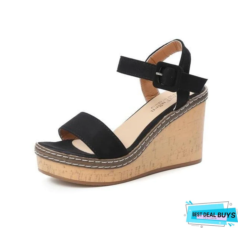 Women Summer Platform Sandals Fish Mouth High Heels Wedge Sandal Shoes