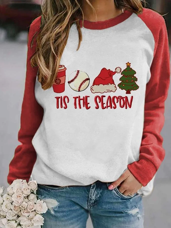 womens-christmas-tis-the-season-baseball-print-sweatshirt