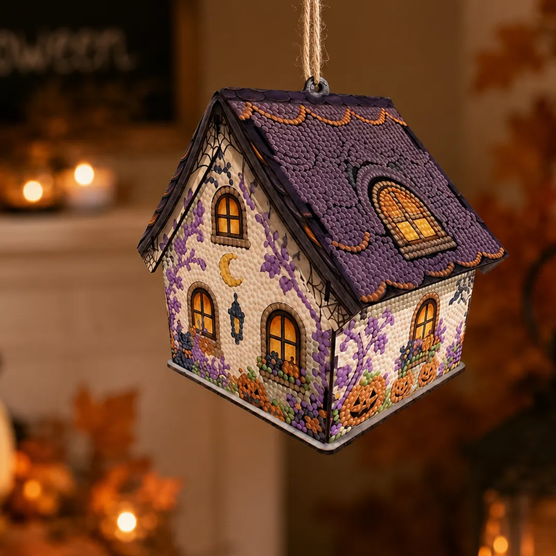 DIY Wooden House Diamond Art Painting Kit for Adults Home (Halloween)