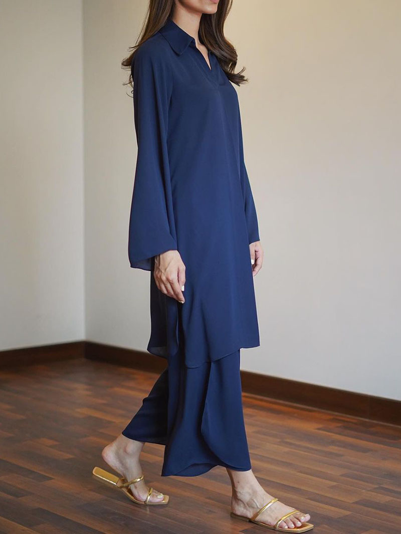 Casual Long Shirt & Wide-leg Trousers Two-piece Set | Oxredo Shop Ramadan Sale