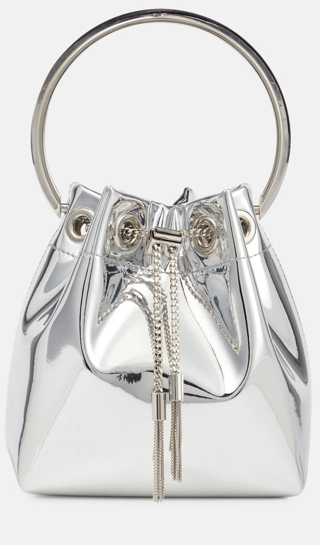 Metallic Round Handles Bucket Bag